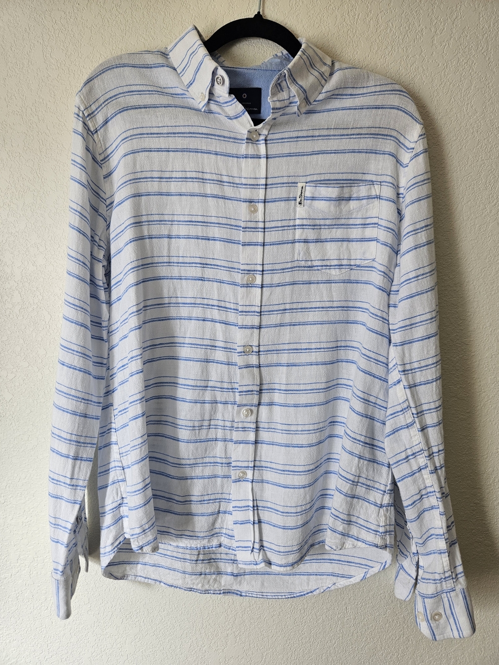 Ben Sherman White Shirt with Light Blue Stripes - Button-Down